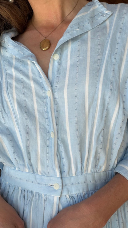 1960s Bluebell Stripe Cotton Dress