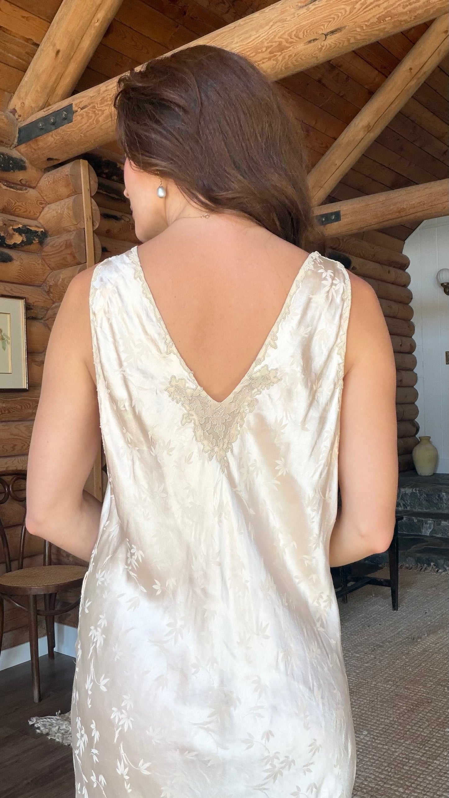 Rare Blush Silk Jacquard Heirloom Gown