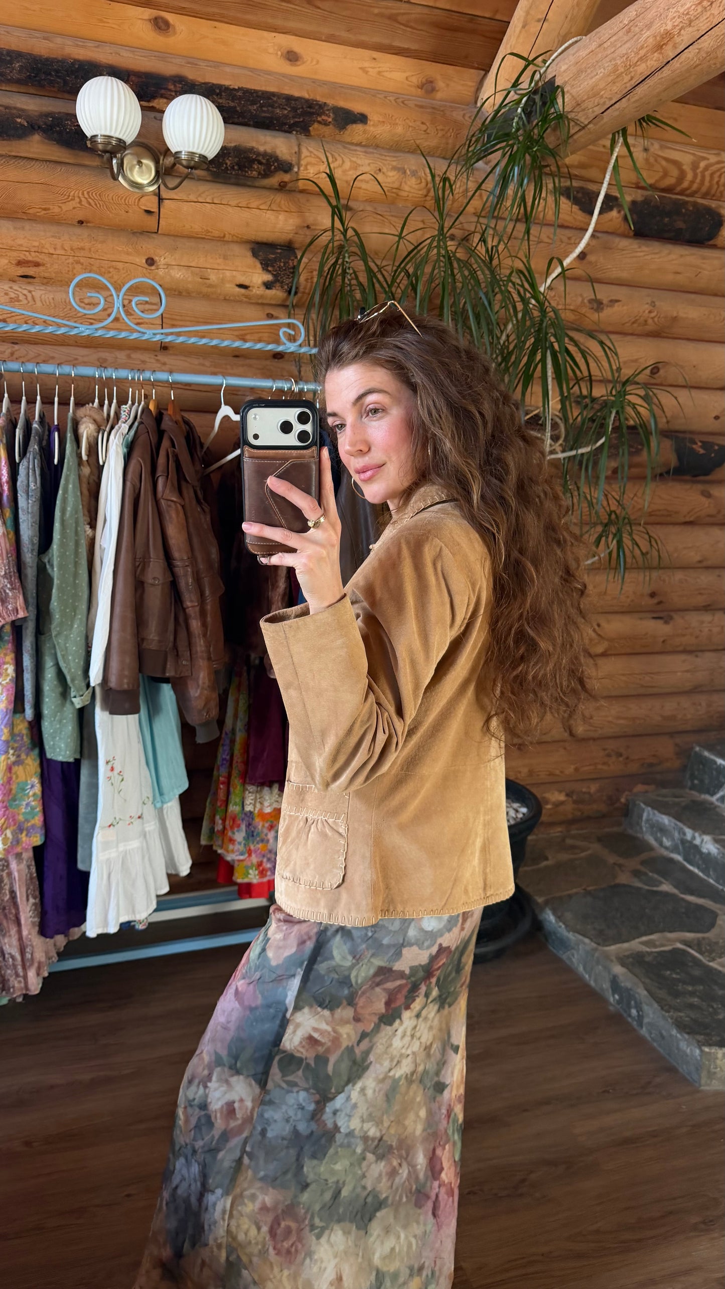 Camel Suede Whipstitch Jacket