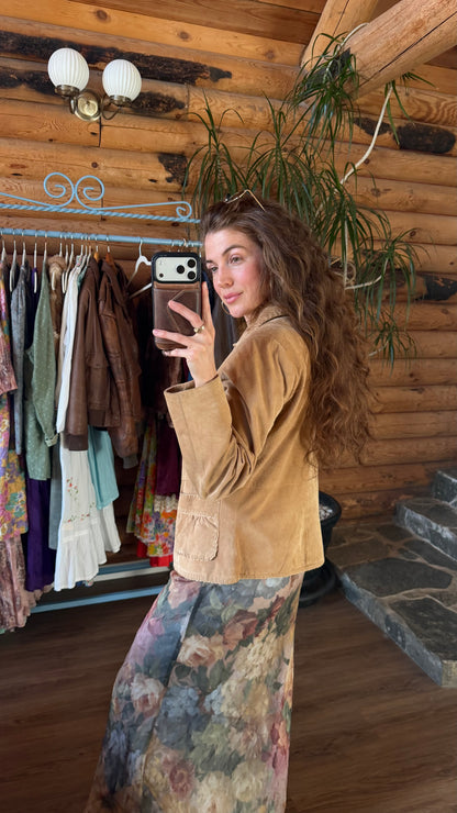 Camel Suede Whipstitch Jacket