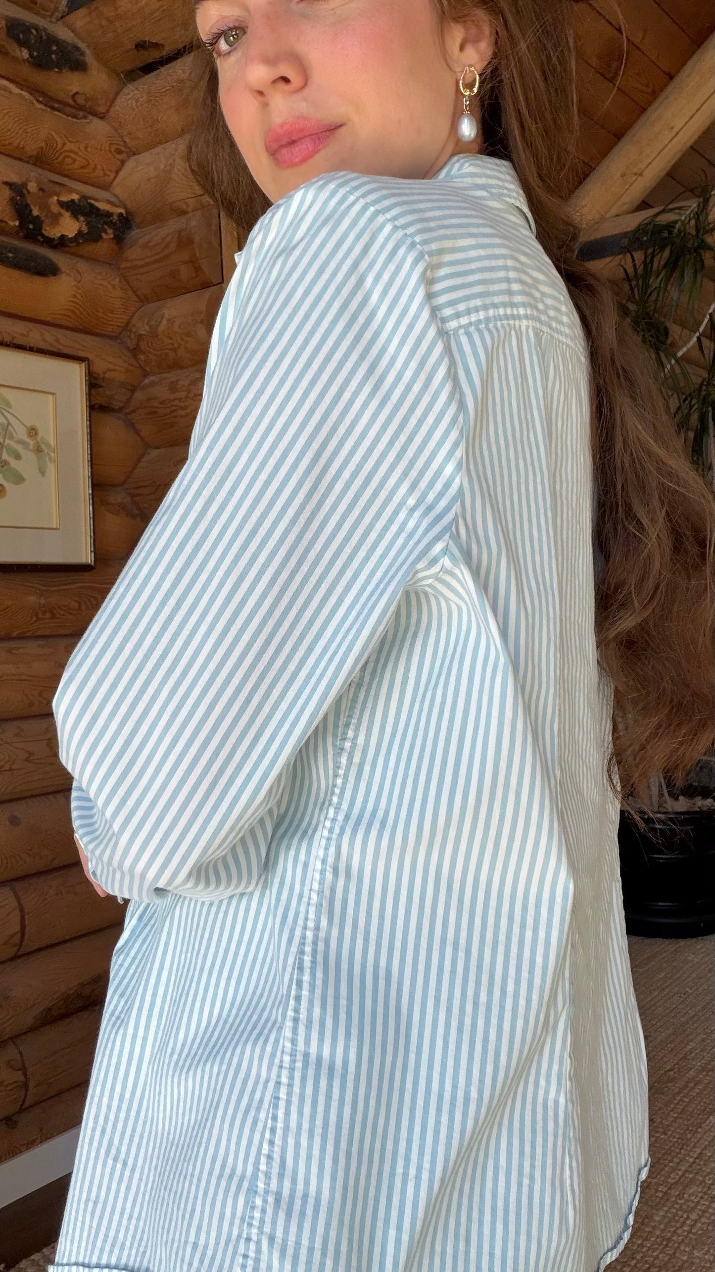 Blue Ticking Stripe Shirt