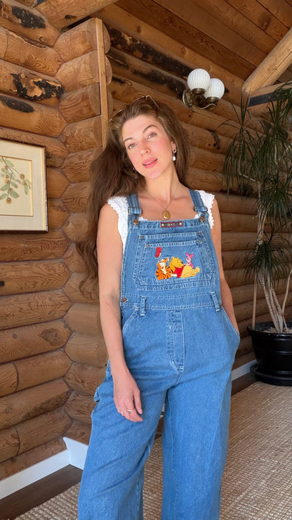 90s Winnie the Pooh Embroidered Denim Overalls