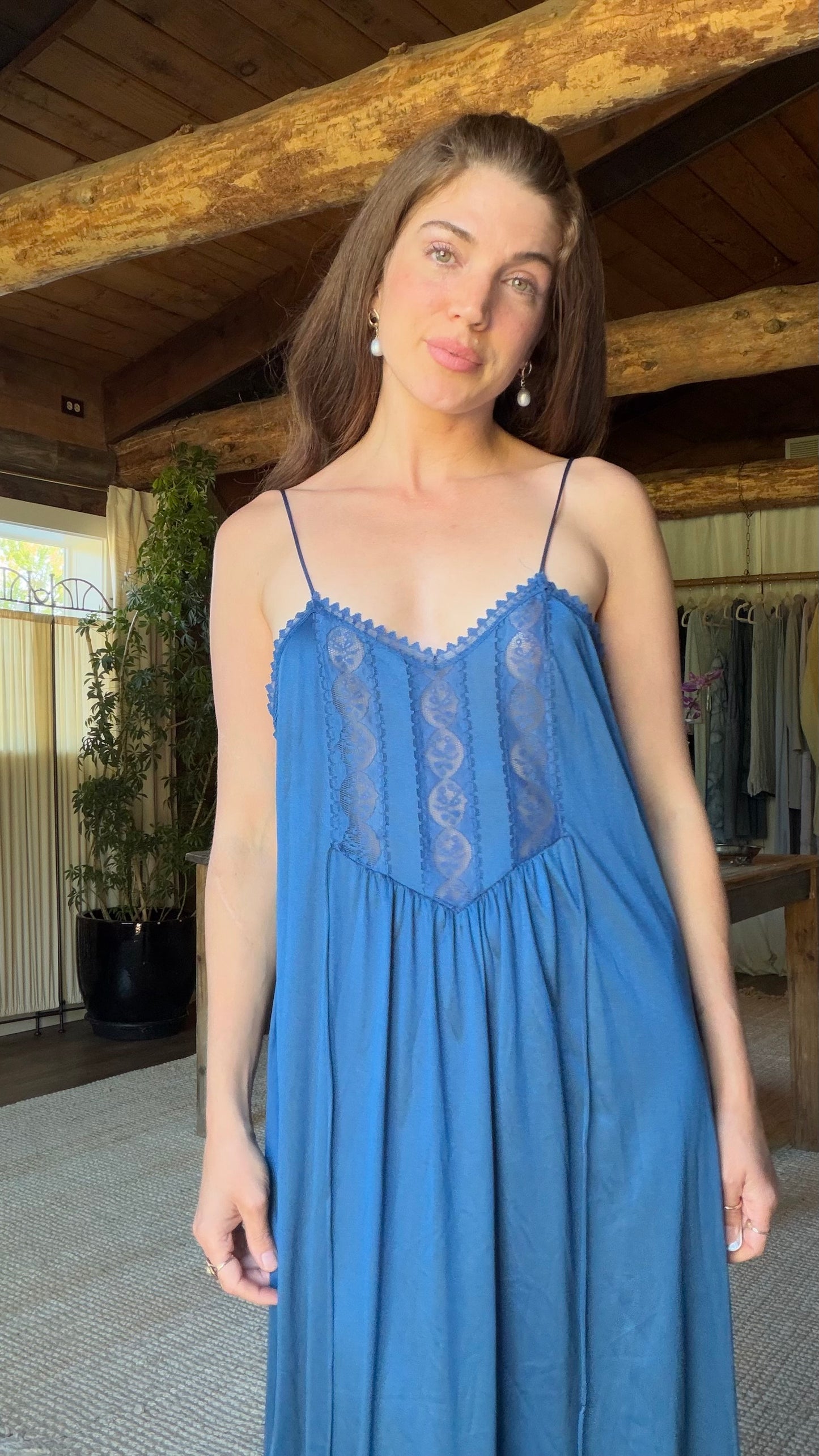 Marine Blue Lace Nightgown