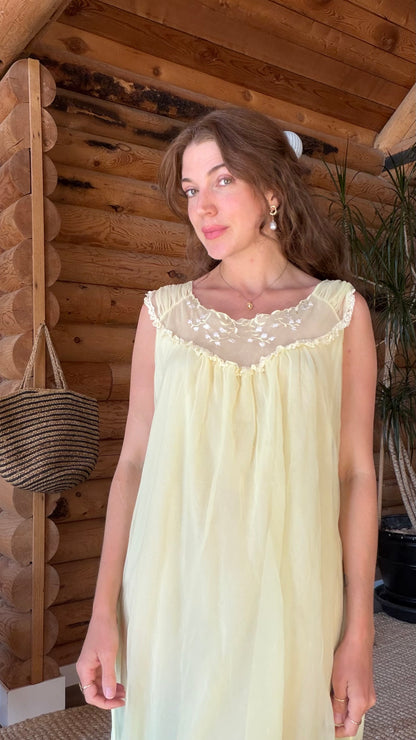 Butter Yellow Chiffon Nightgown