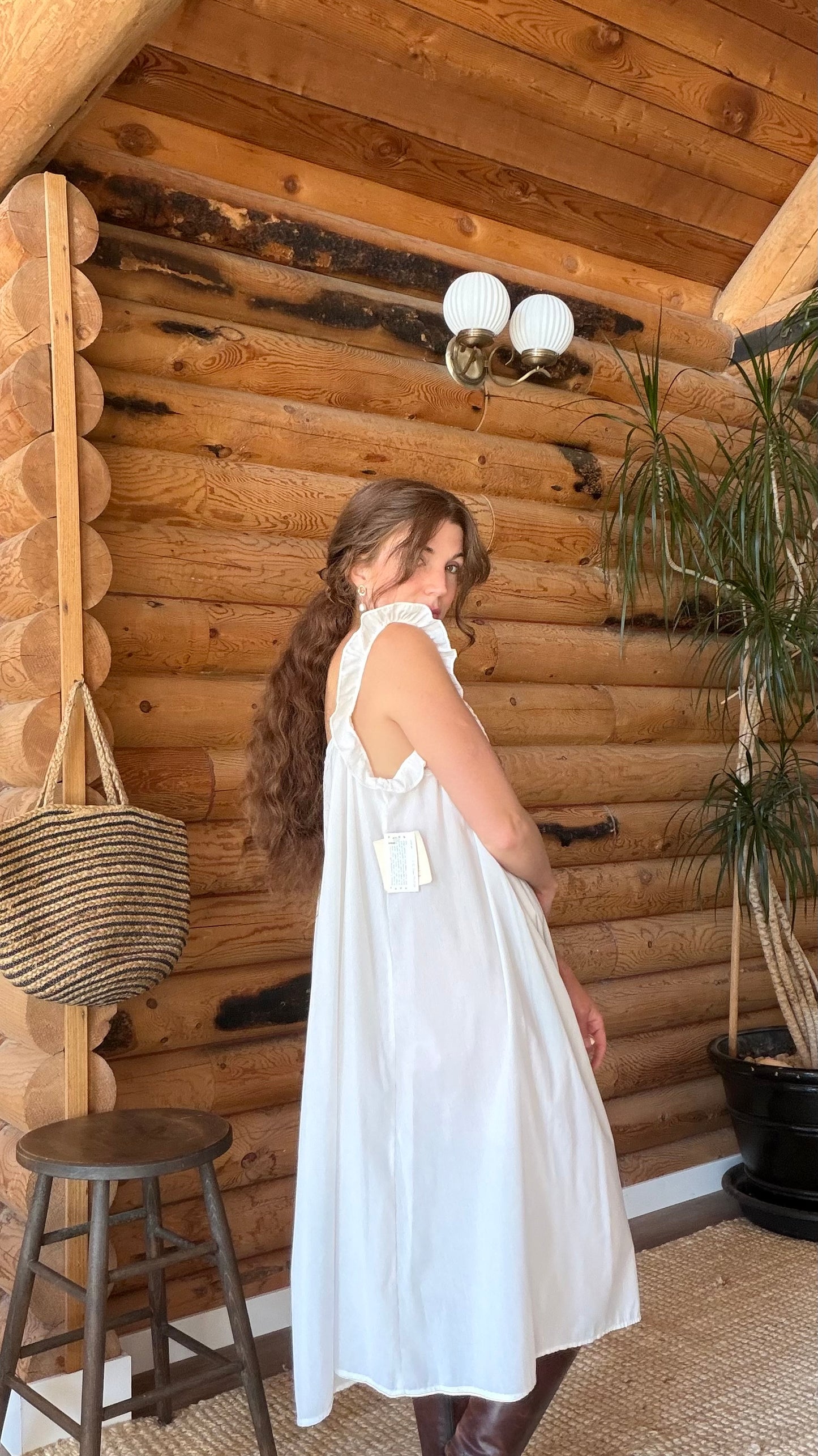 1970s Deadstock Lattice Garden Dress