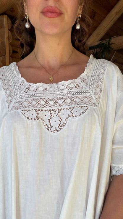 Edwardian Lace Heirloom Cotton Dress