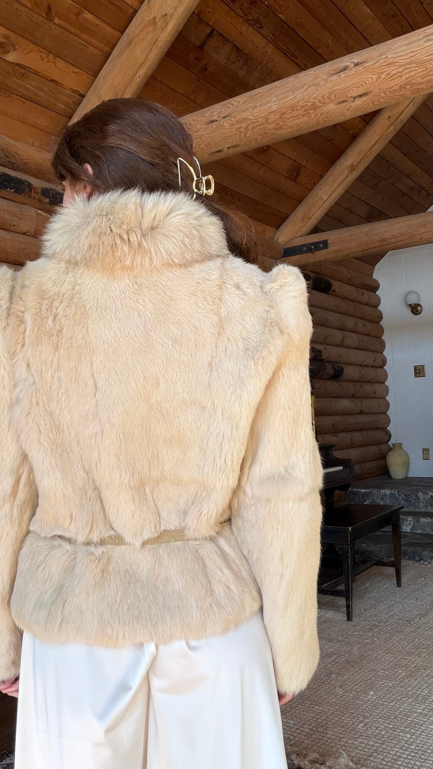 Cream Rabbit Fur Bridal Jacket