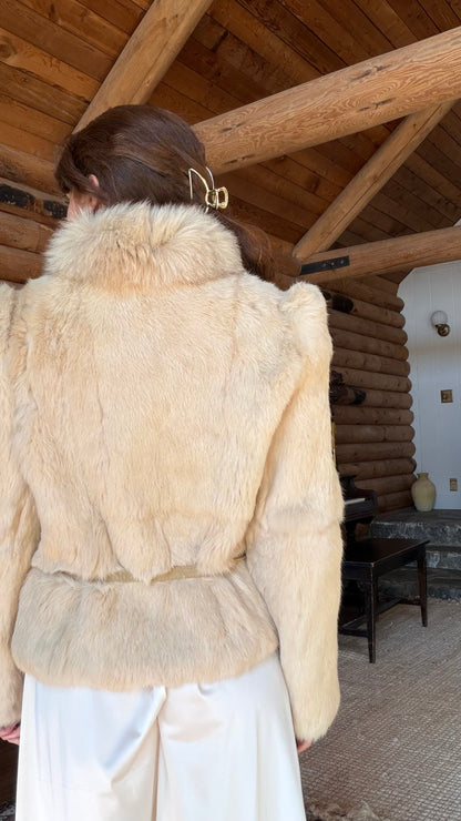 Cream Rabbit Fur Bridal Jacket