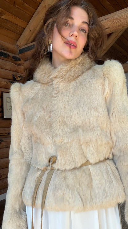 Cream Rabbit Fur Bridal Jacket