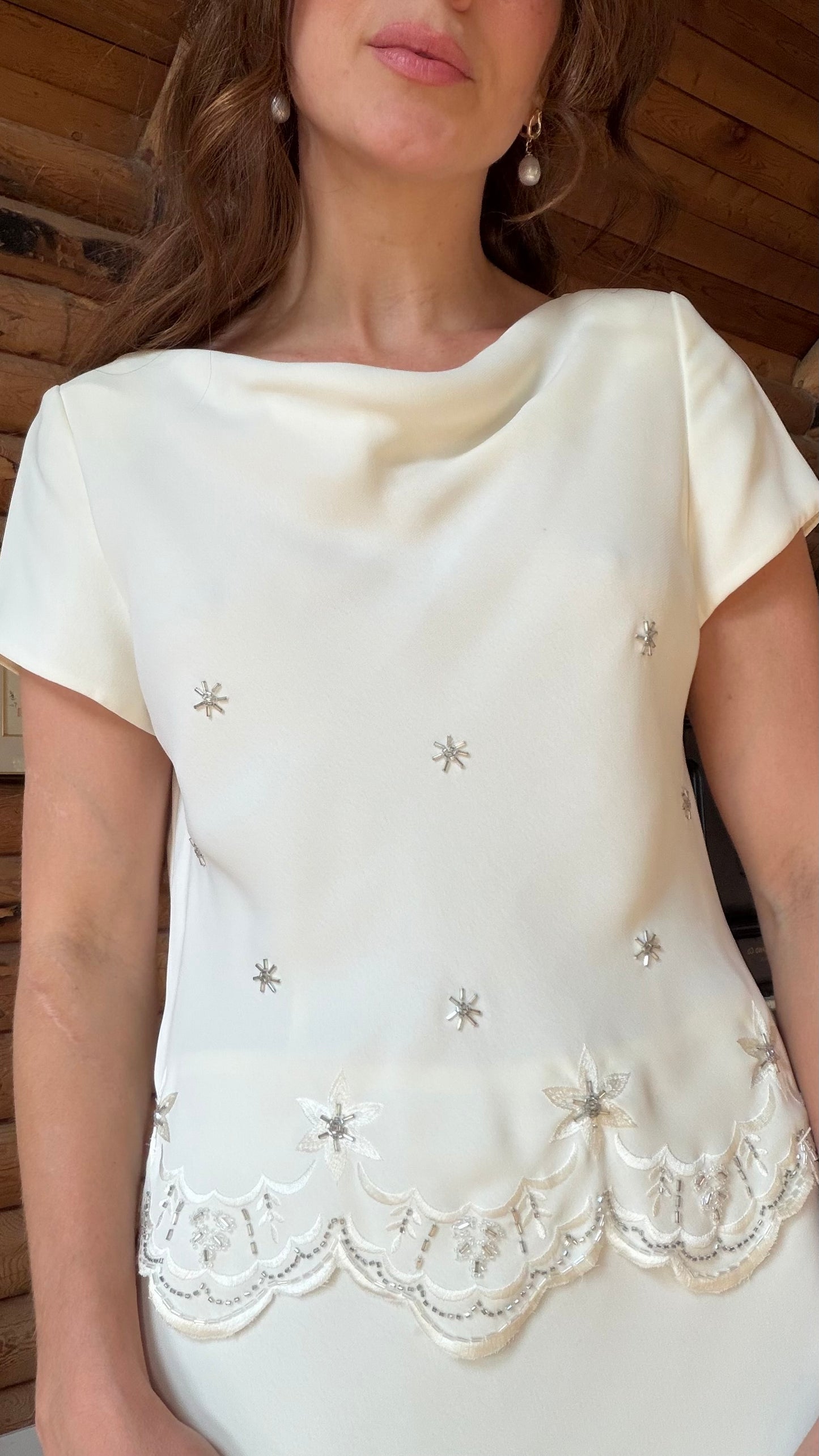 Ivory Beaded Column Dress