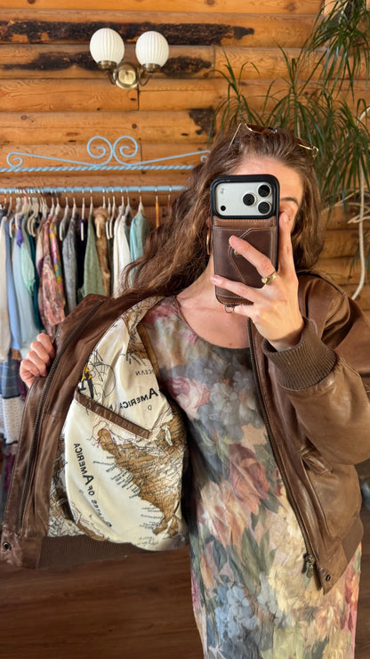 Buttery Chocolate Leather Bomber Jacket