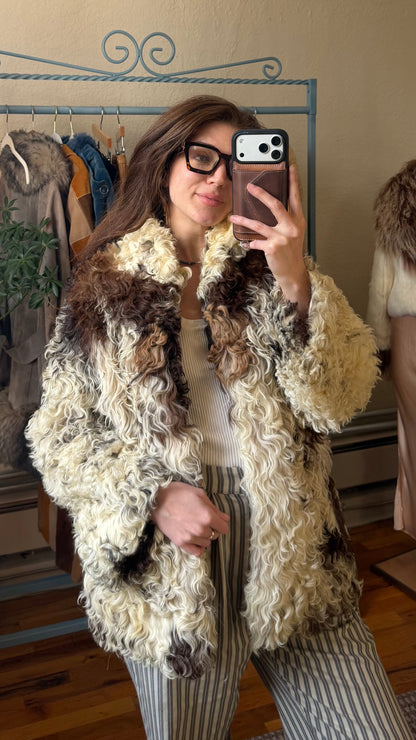 1970s Mongolian Lamb Fur Coat