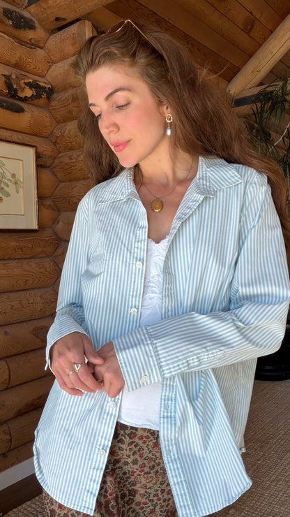 Blue Ticking Stripe Shirt