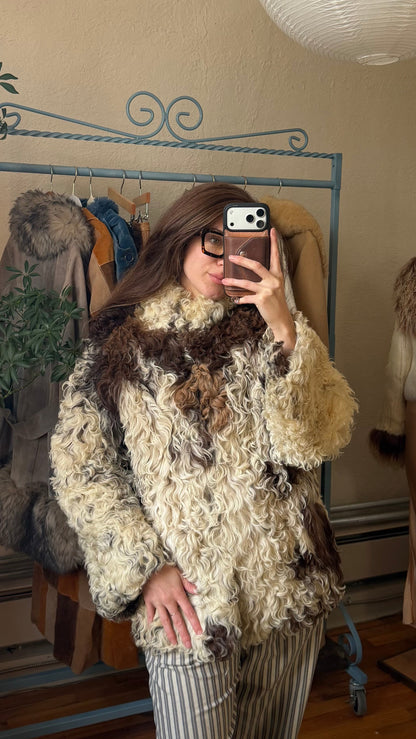 1970s Mongolian Lamb Fur Coat