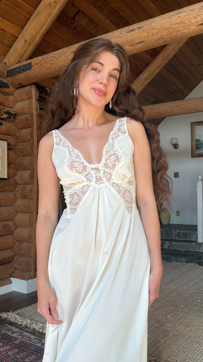 Rare Olga Butterfly Lace Ivory Peignoir Set