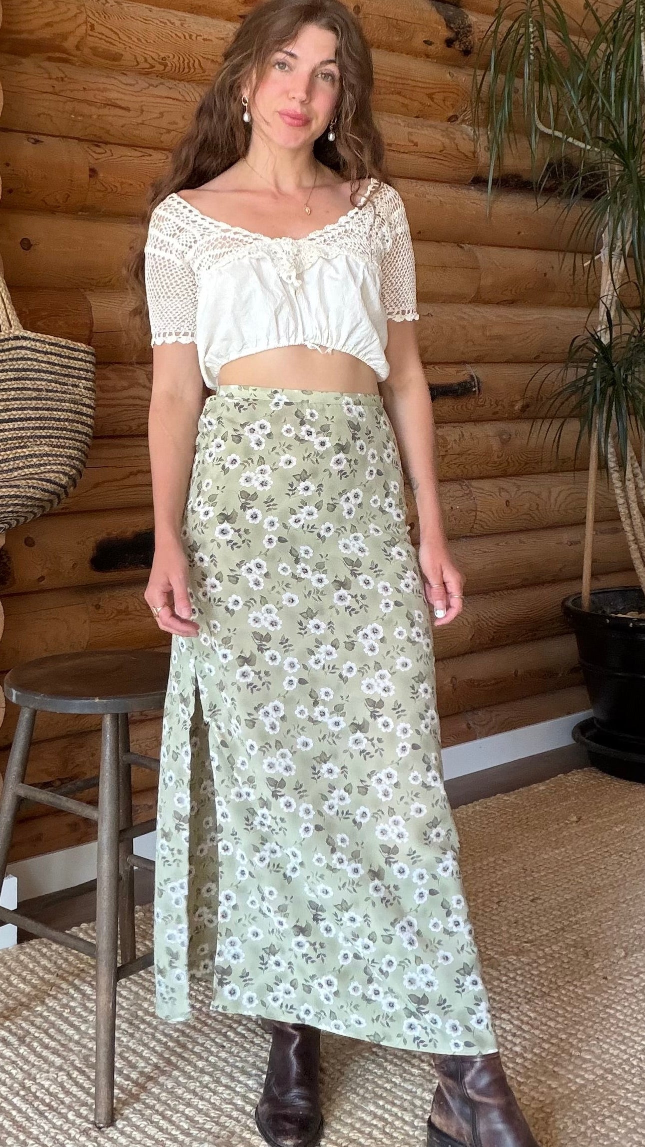 Sage Garden Floral Skirt