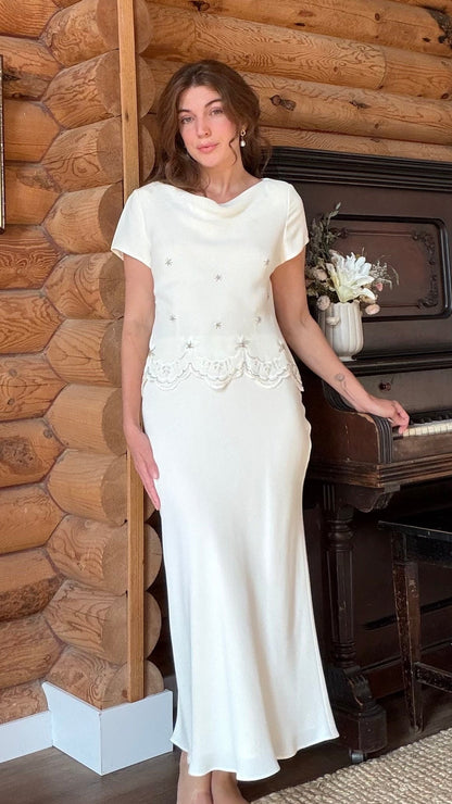 Ivory Beaded Column Dress