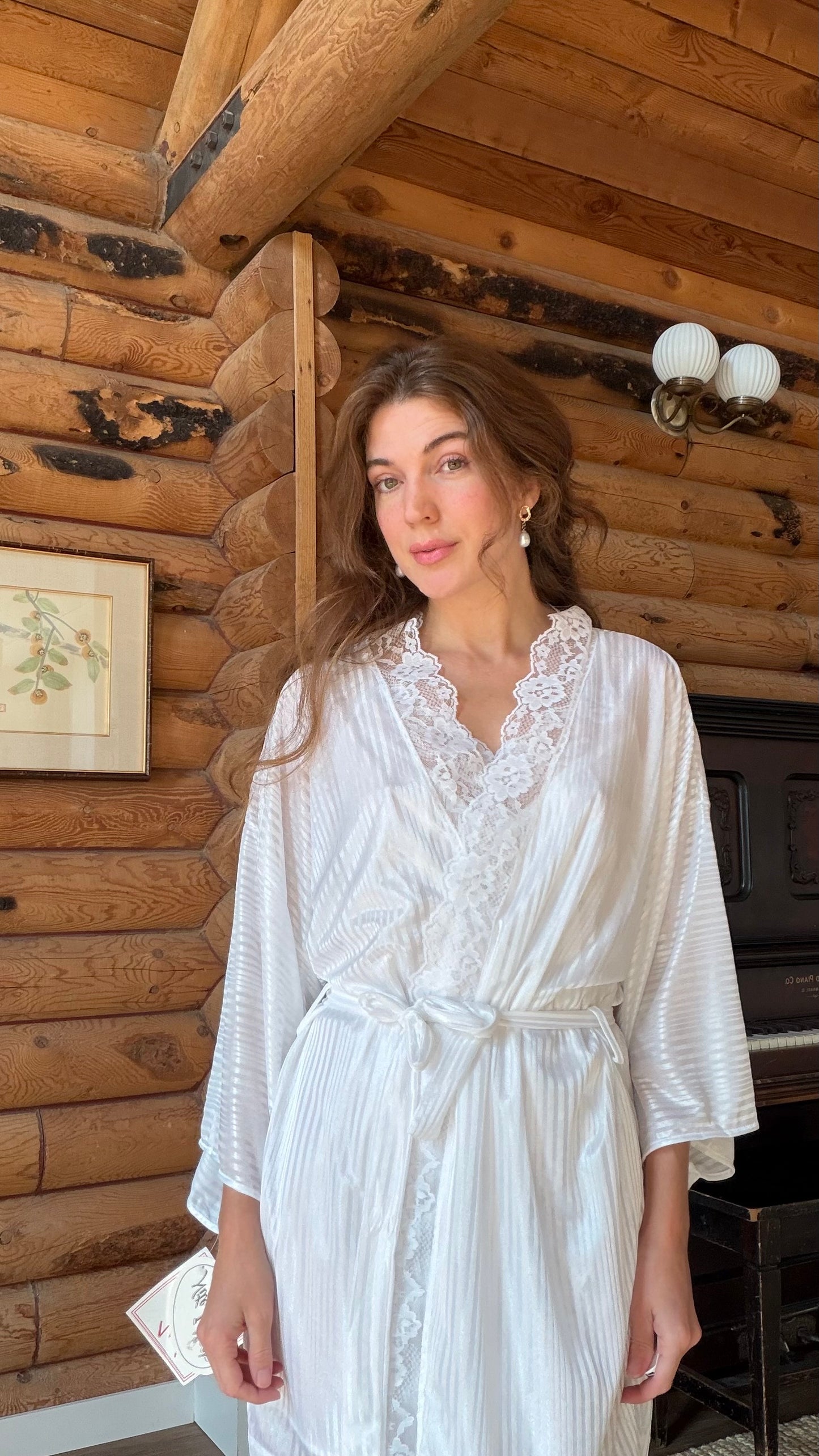 Deadstock White Lace Nightgown & Robe Set