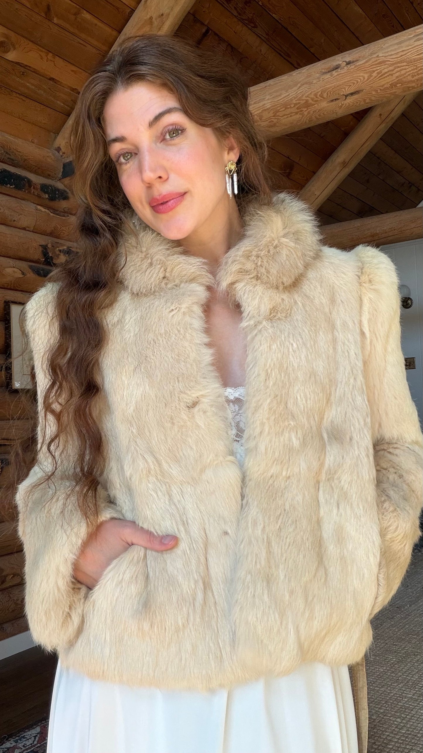 Cream Rabbit Fur Bridal Jacket