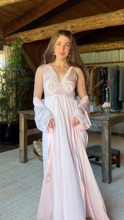 Blush Lace Peignoir Set