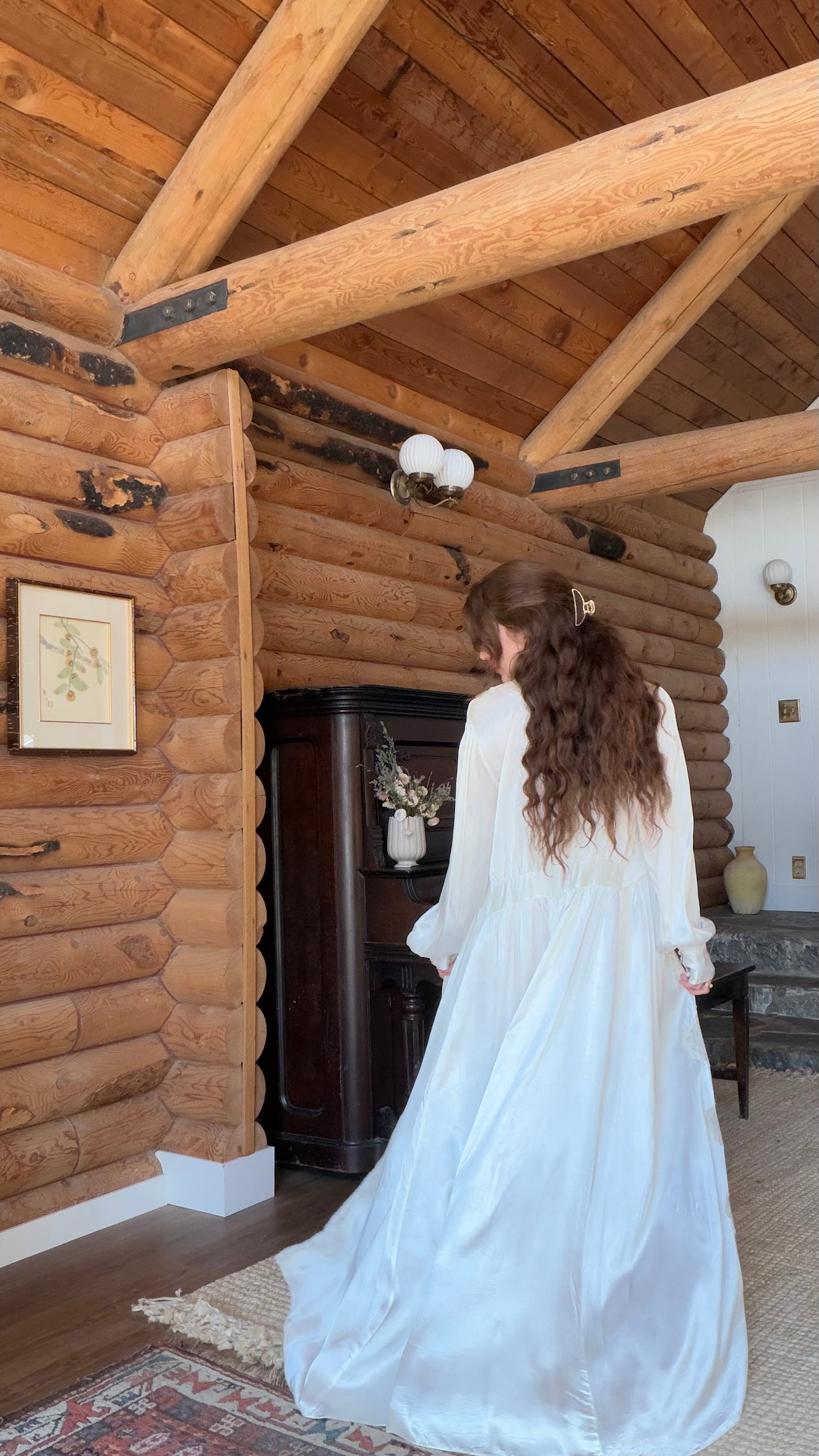Rare 1930s Ivory Satin Bias Robe