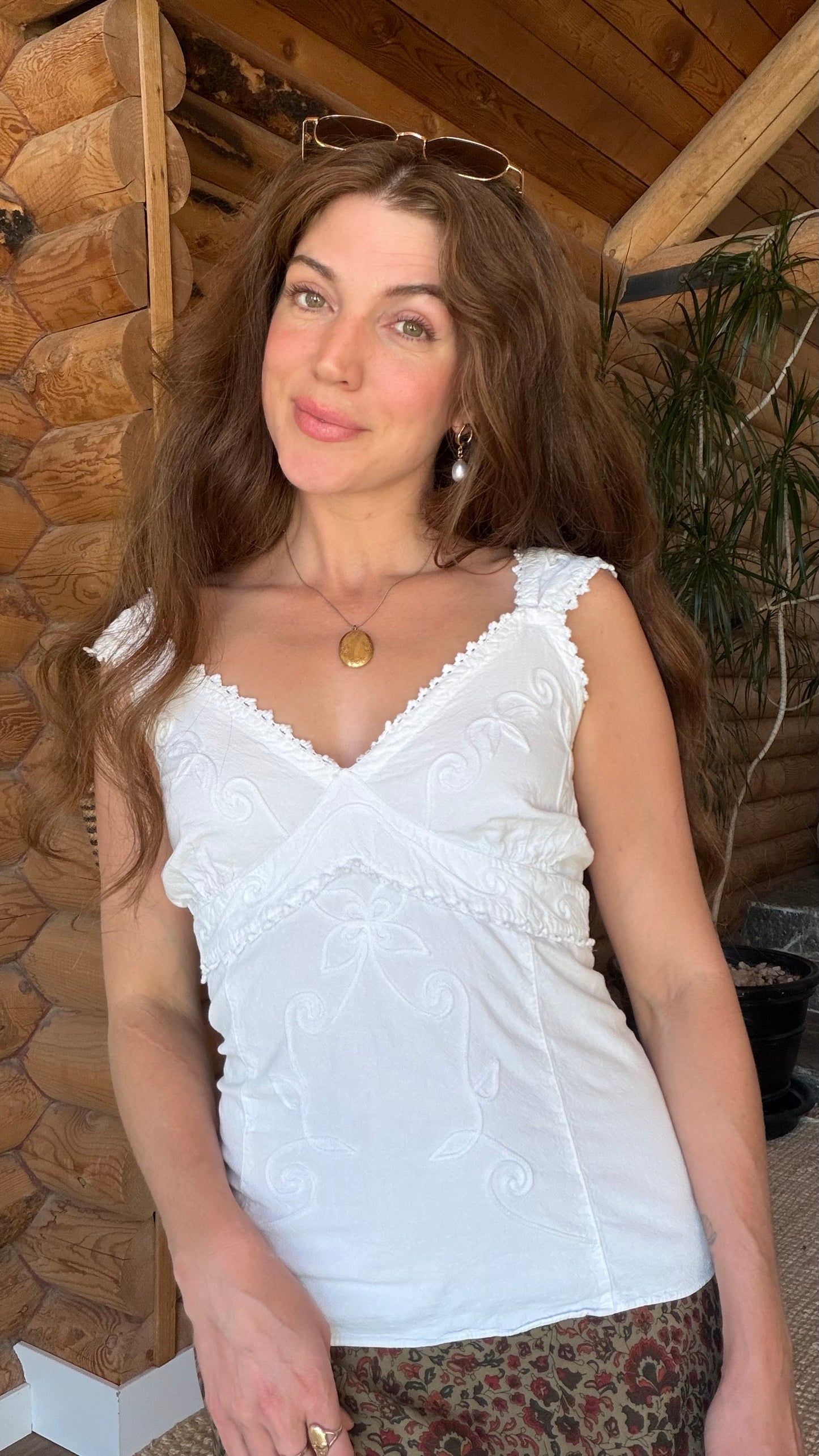 Italian Cotton Embroidered Tank