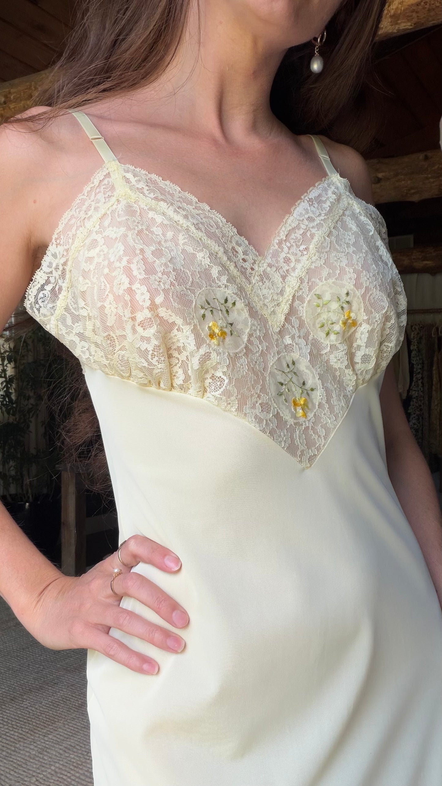Butter Yellow Embroidered Lace Slip Dress