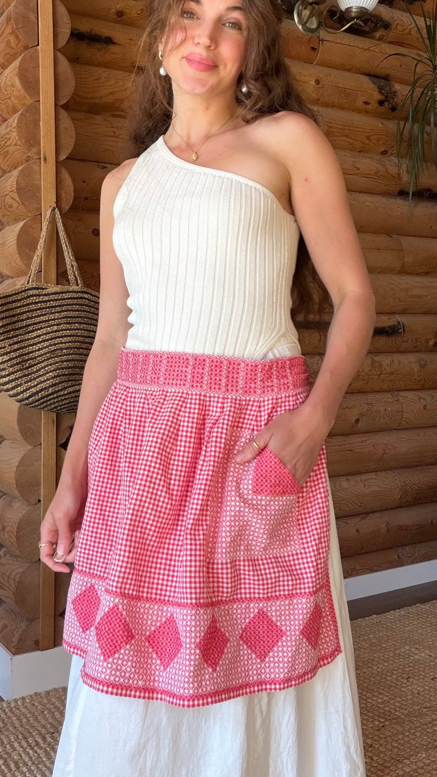 Cherry Gingham Patchwork Apron
