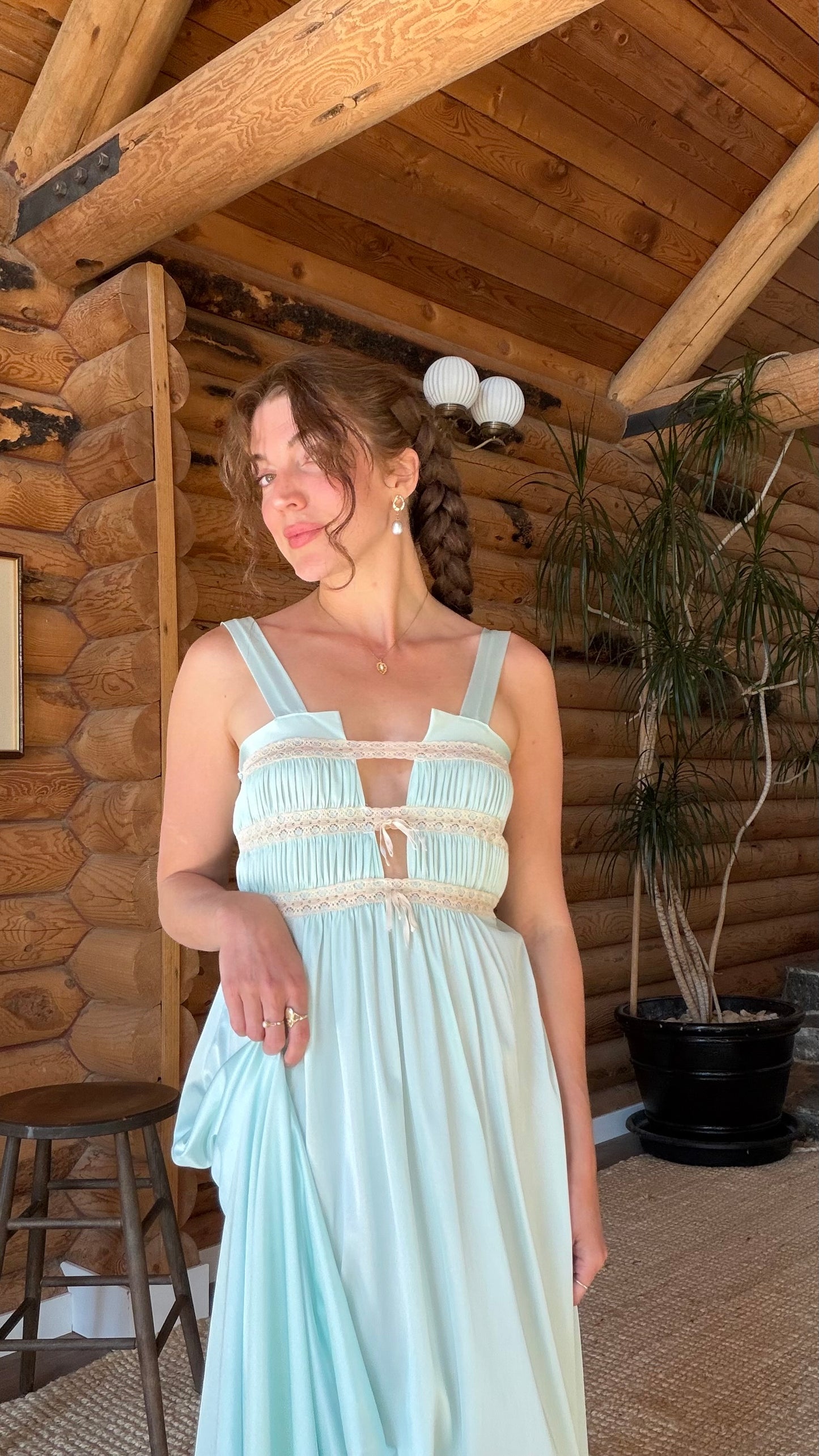 Rare 1970s Seafoam Goddess Nightgown