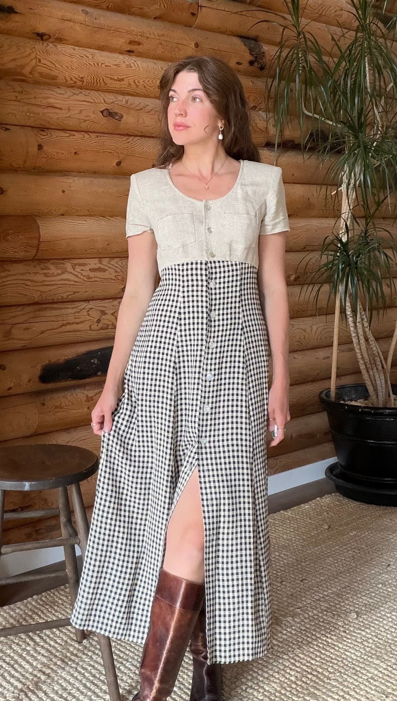 1990s Gingham Market Dress