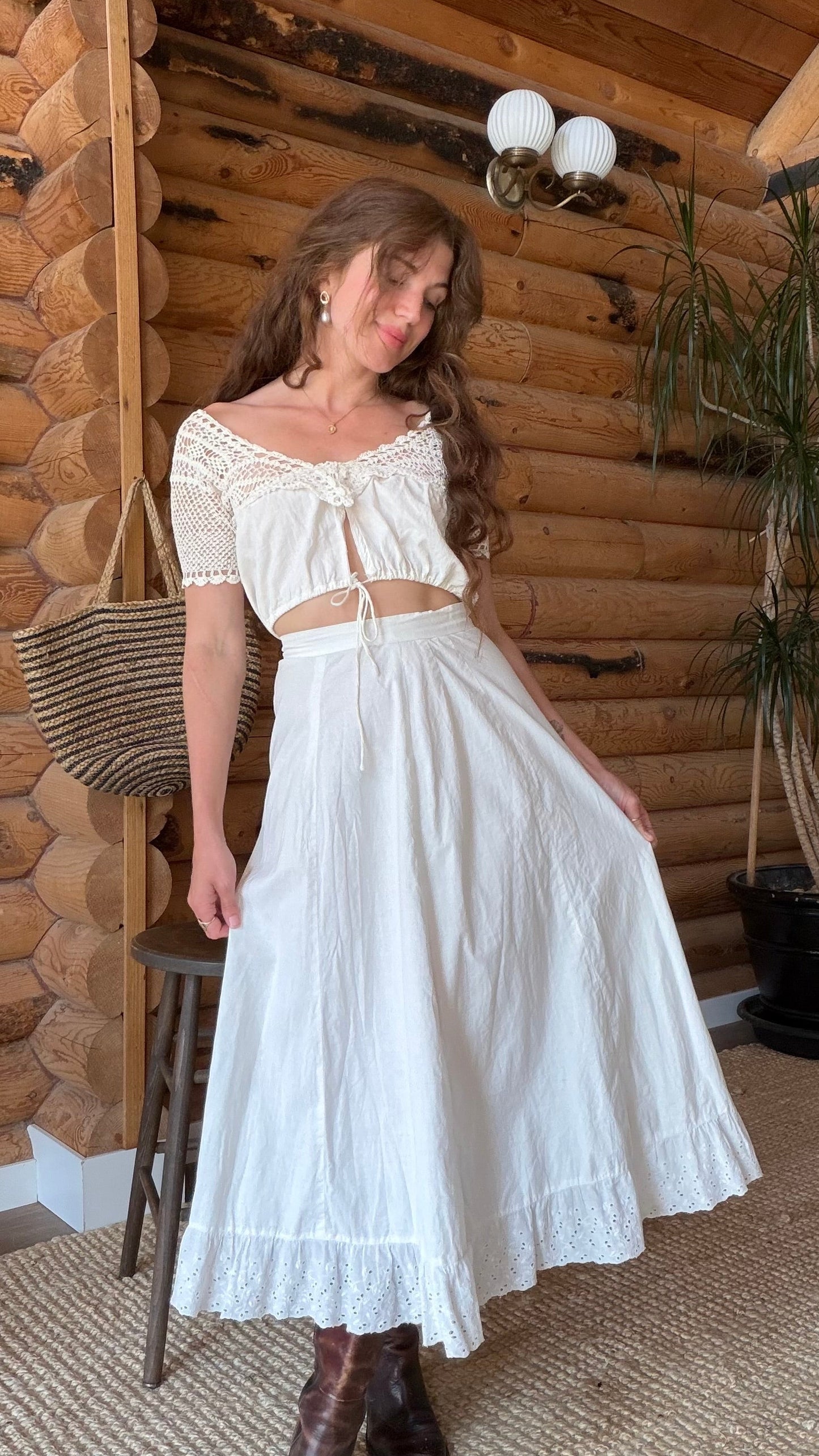 Edwardian Cotton Eyelet Petticoat Skirt