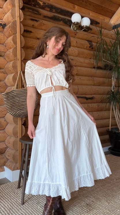 Edwardian Cotton Eyelet Petticoat Skirt