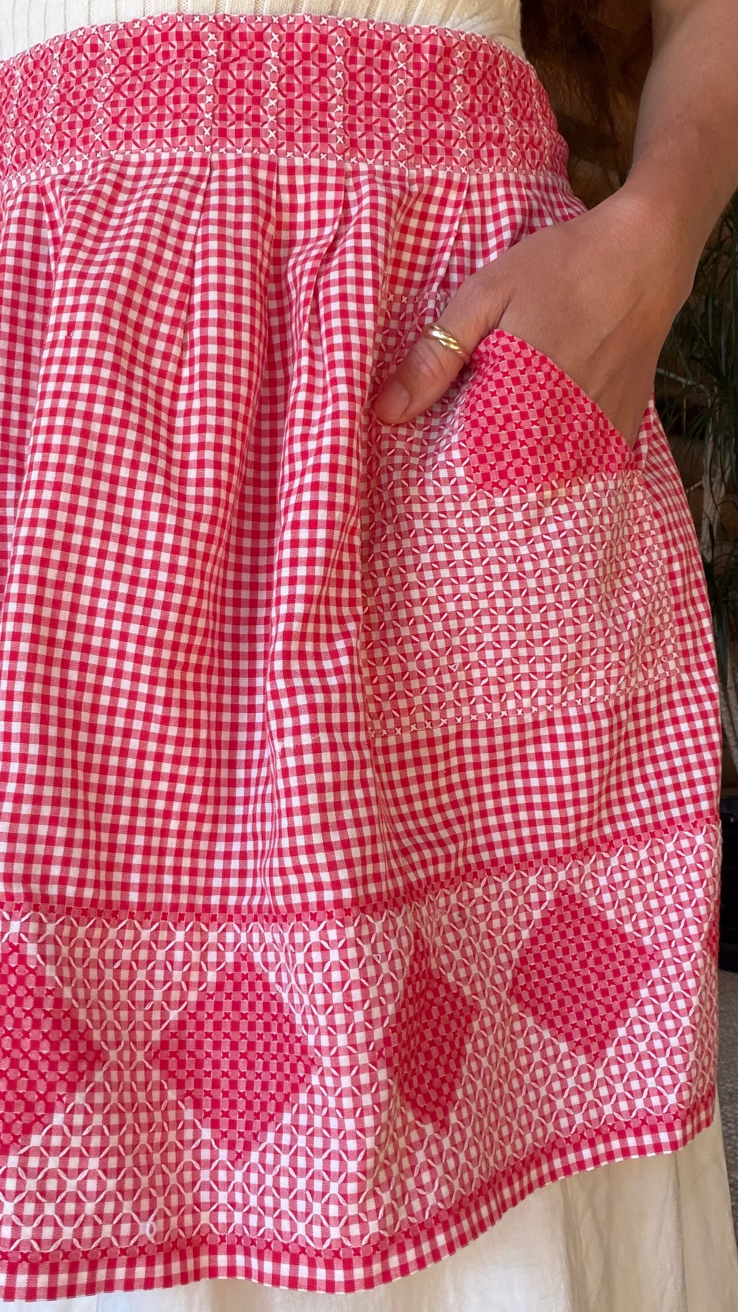 Cherry Gingham Patchwork Apron