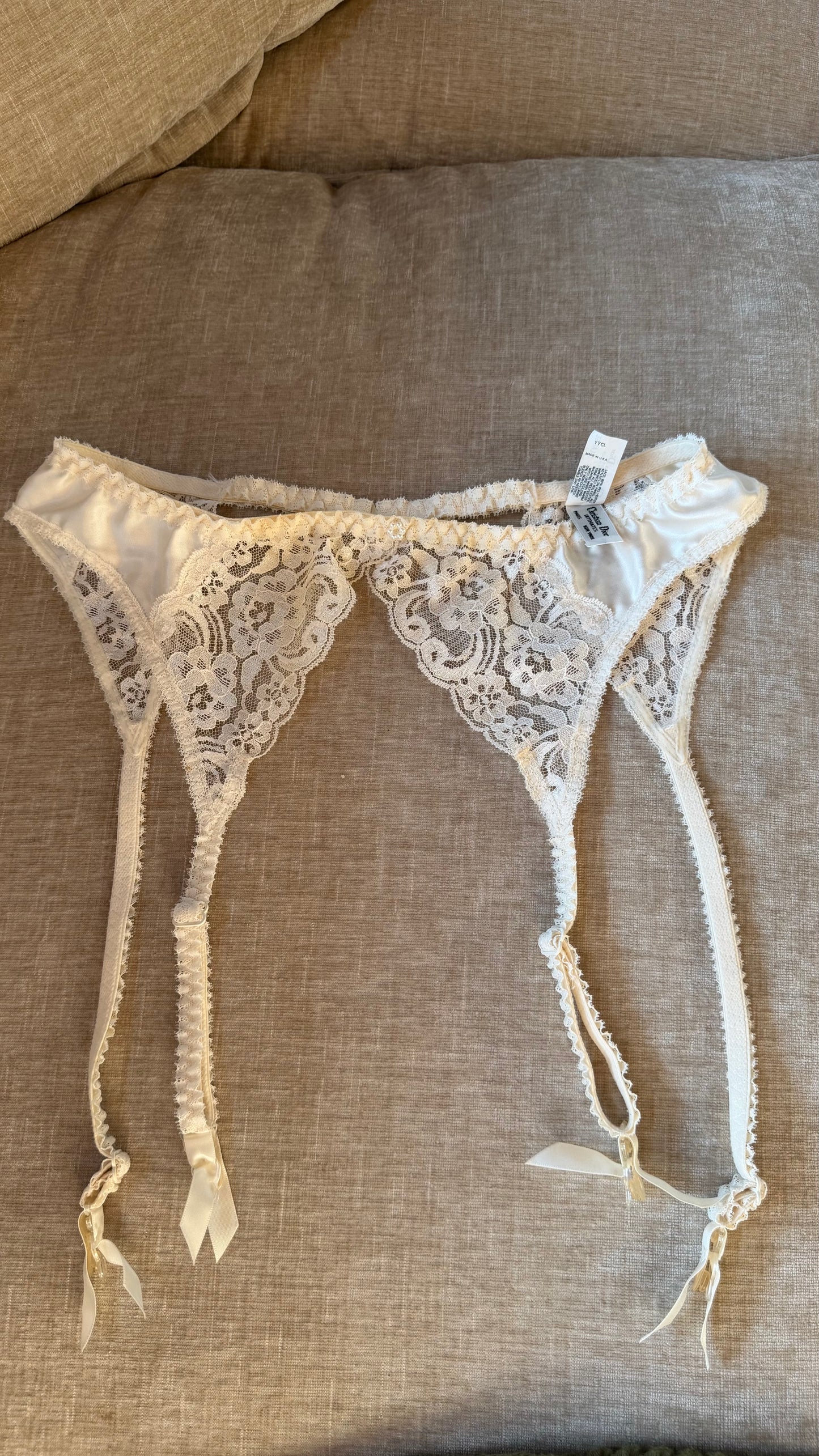 Christian Dior Ivory Lace Garter Belt