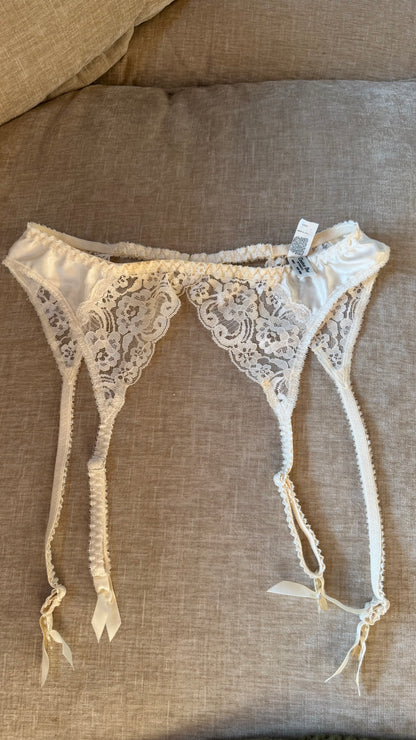 Christian Dior Ivory Lace Garter Belt