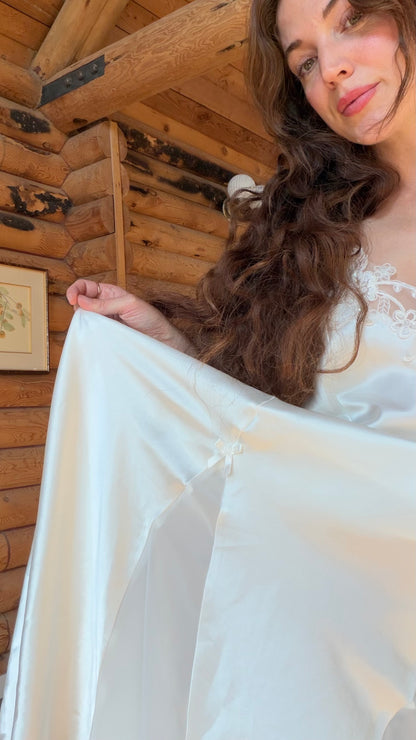 White Satin Chiffon Slip Dress