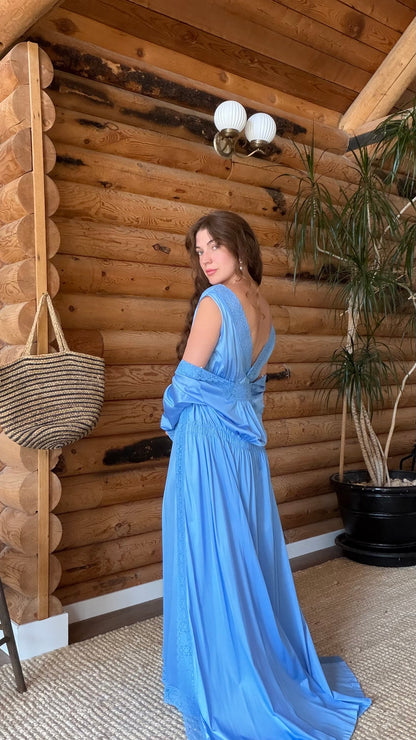 Periwinkle Lace Peignoir Set