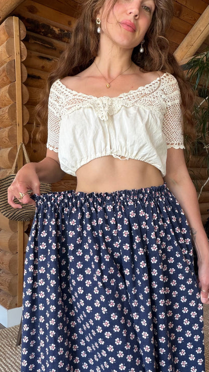 1970s Indigo Clover Prairie Skirt
