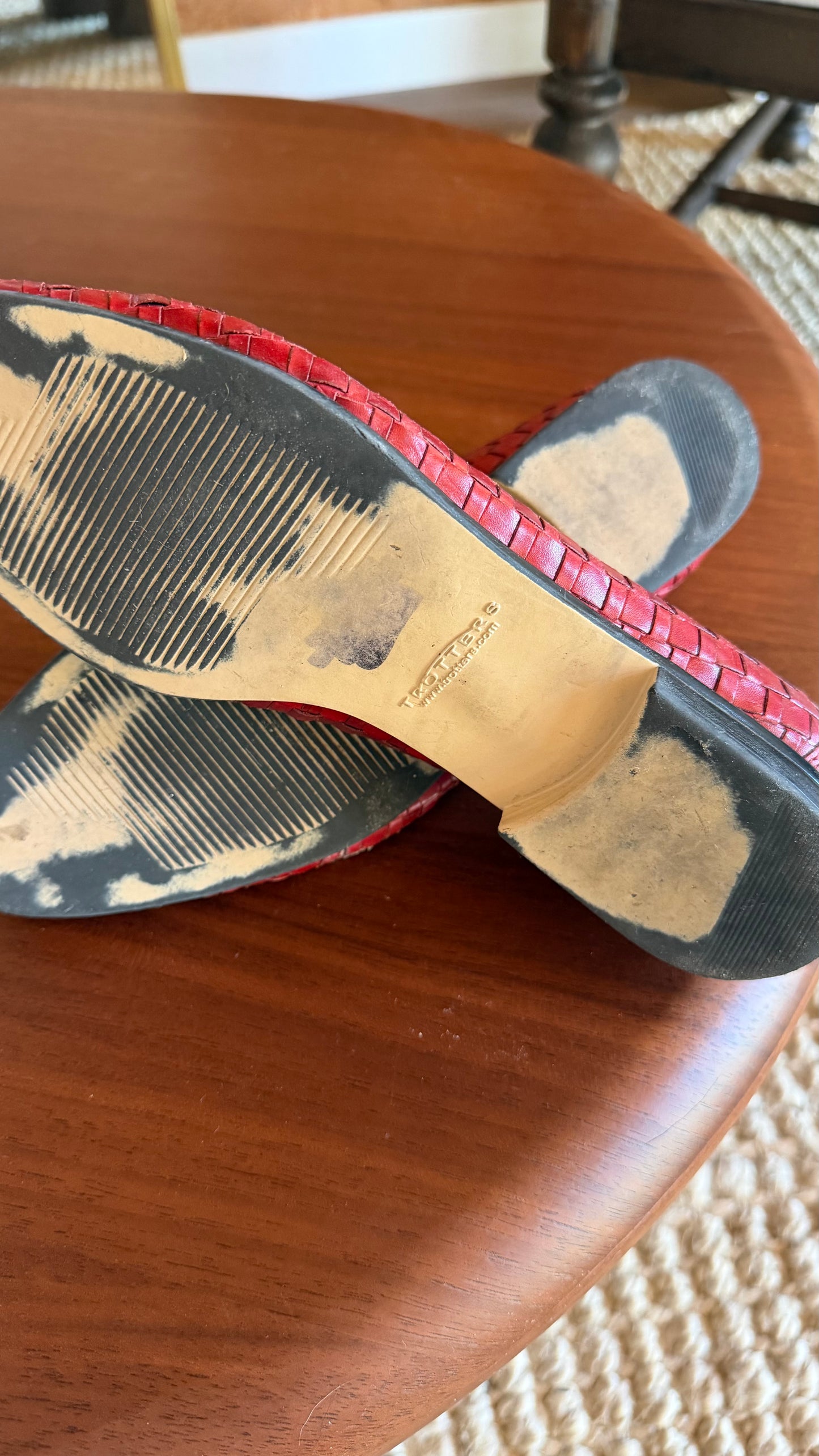 Cherry Basketweave Brazilian Leather Flats