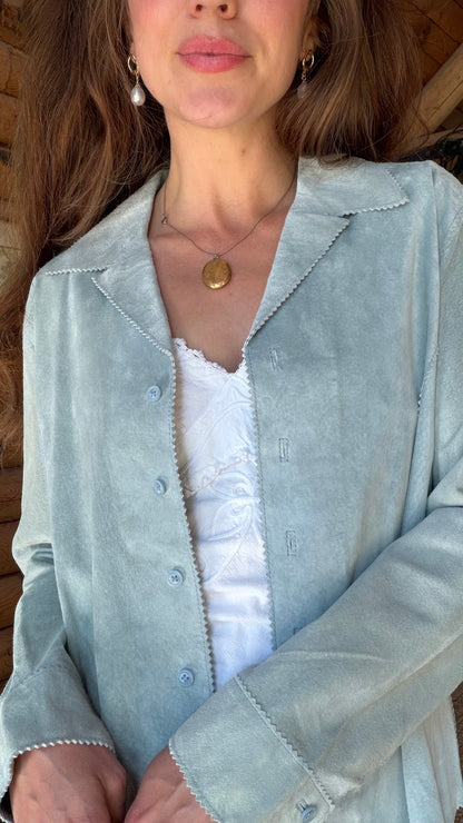 Celadon Suede Shirt Jacket