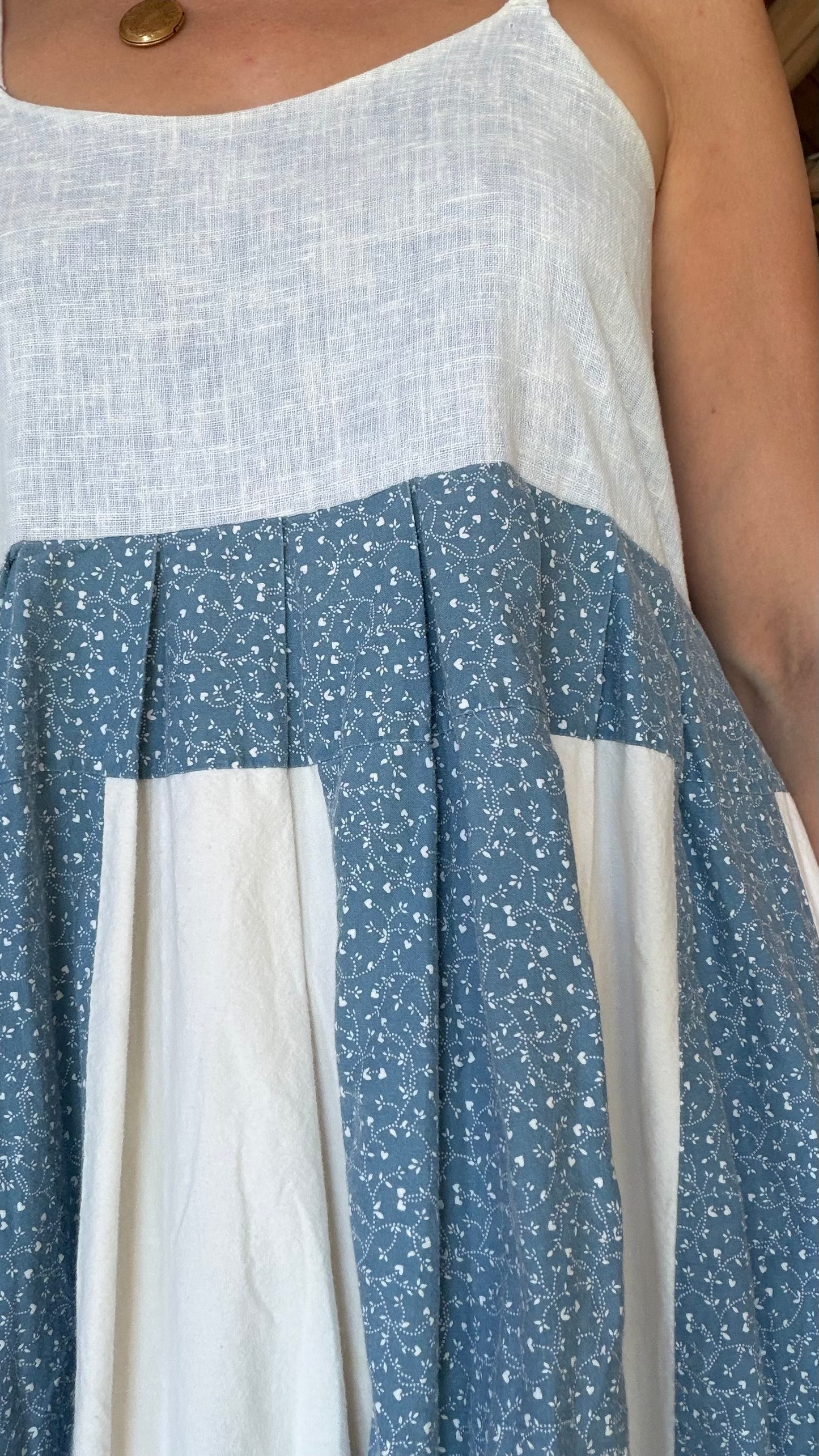 Blue Calico Patchwork Prairie Dress
