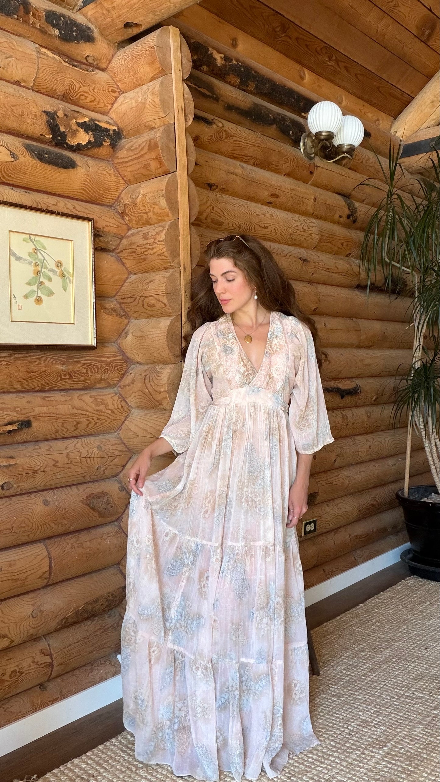 1970s Watercolor Prairie Dress