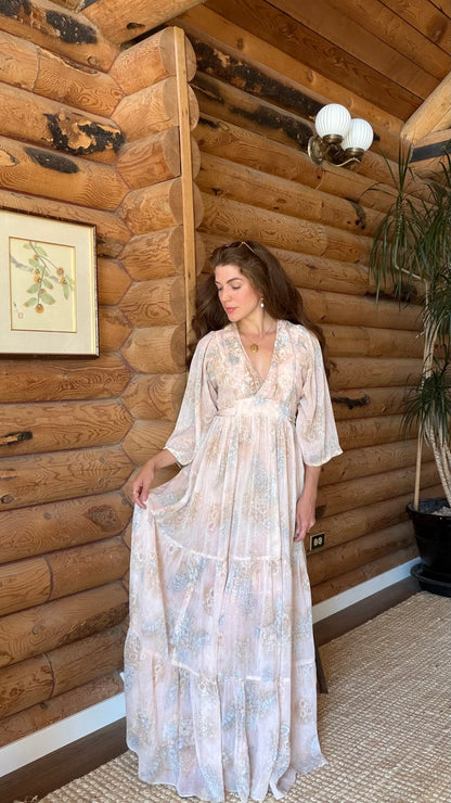 1970s Watercolor Prairie Dress