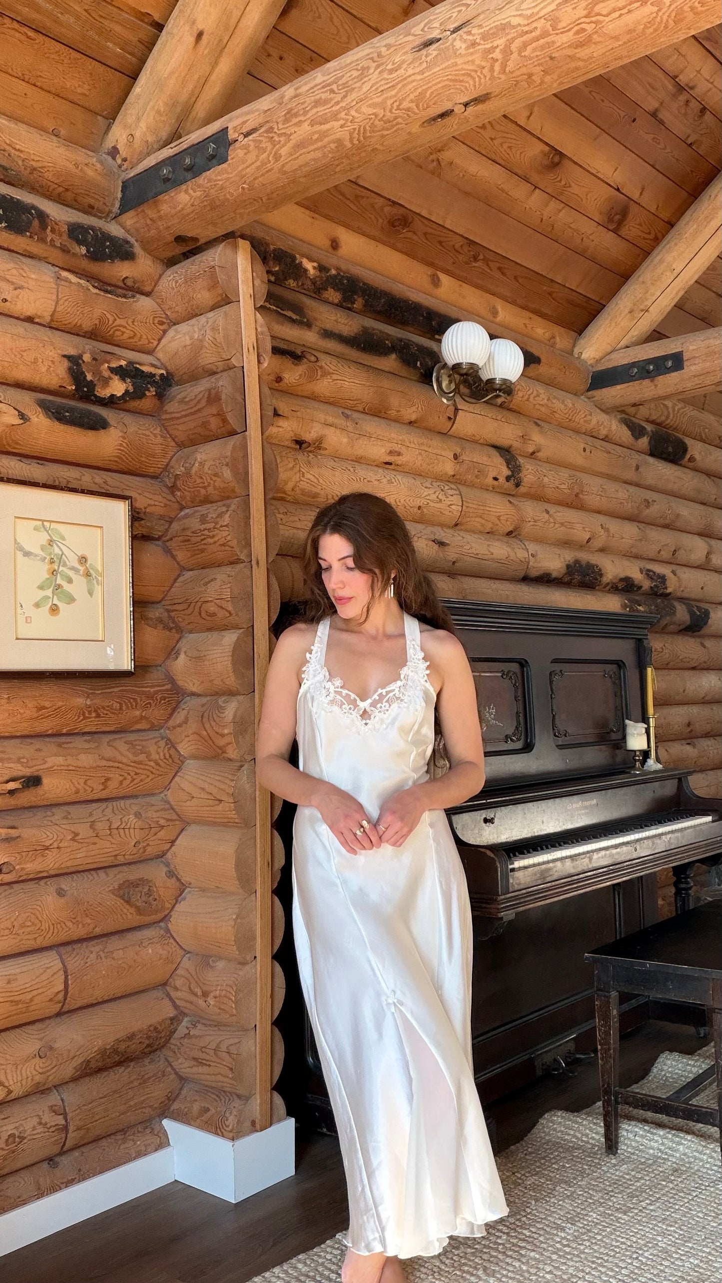 White Satin Chiffon Slip Dress