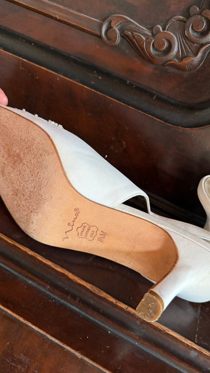 Ivory Embroidered Kitten Heels