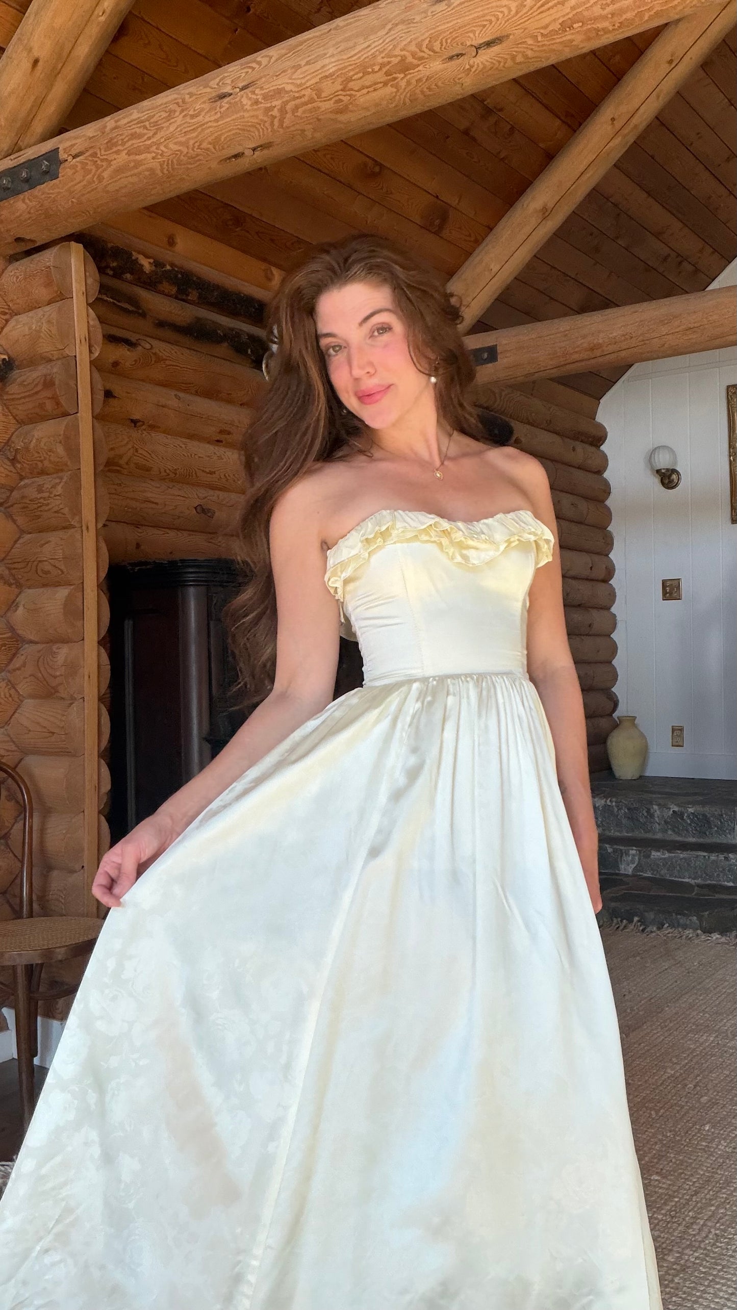 Rare Gunne Sax Buttercream Jacquard Dress