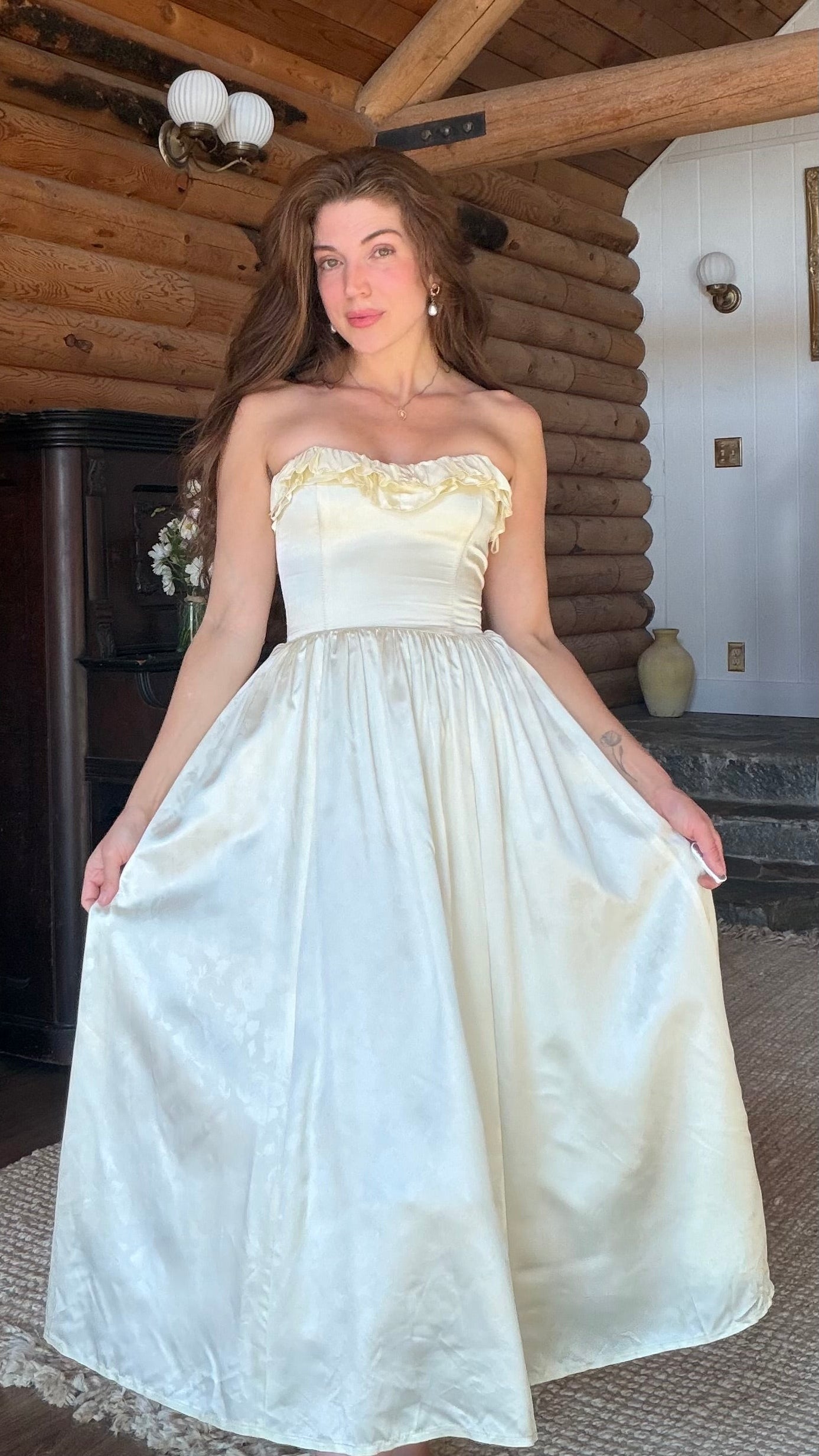 Rare Gunne Sax Buttercream Jacquard Dress