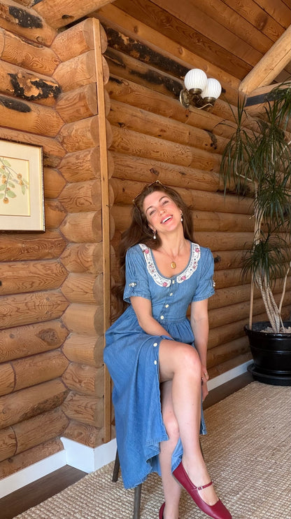Cottage Rosebud Denim Dress