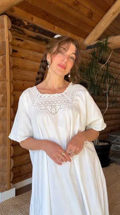 Edwardian Lace Heirloom Cotton Dress