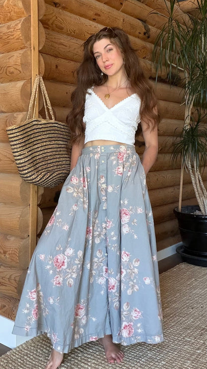 Dusty Blue Rose Skirt
